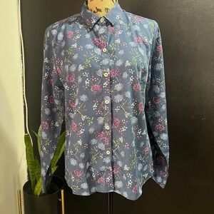 Foxcroft Appleseed's Floral Button Down Shirt Wrinkle Free 14P Large‎ Petite